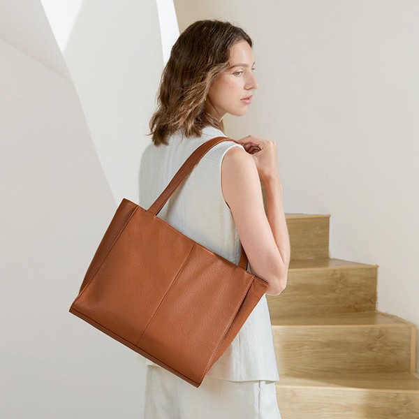 Cross-Border New Women's Tote Bag, Commuter Genuine Leather Shoulder Bag, Handbag, Briefcase With Laptop Compartment - Thumbnail 4