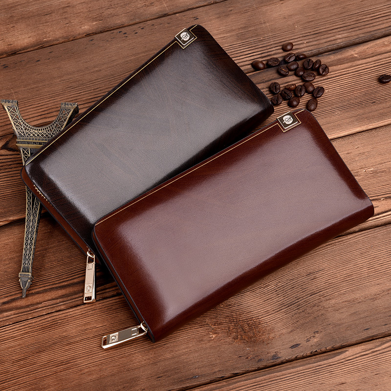 Men's wallet long zipper wallet wallet handbag men's clutch men's clutch_voghion.com
