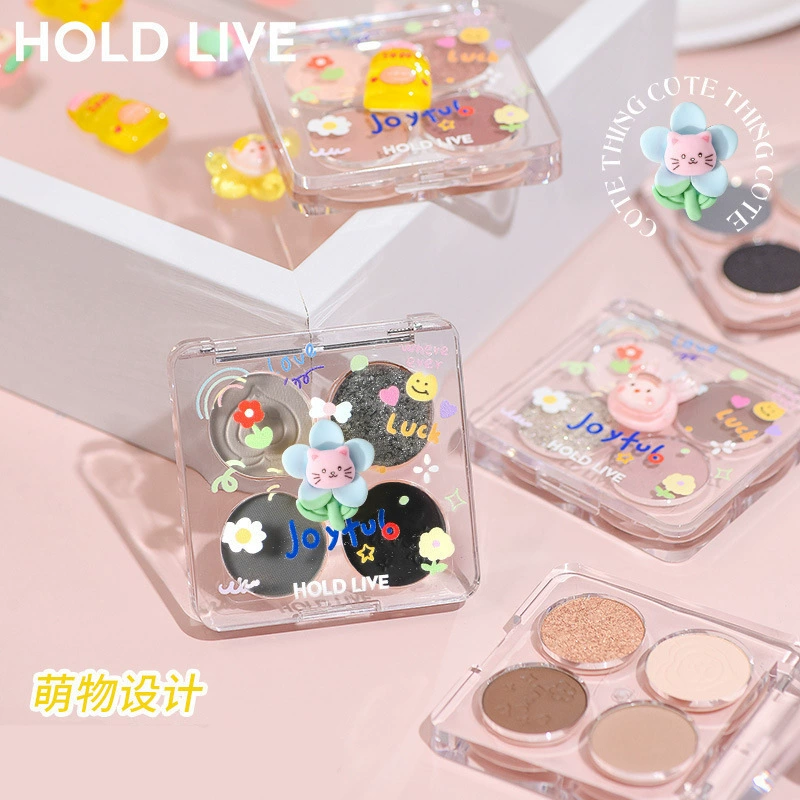 Палетка матовой тени для век HOLD LIVE черная, четыре цвета, земляные тона