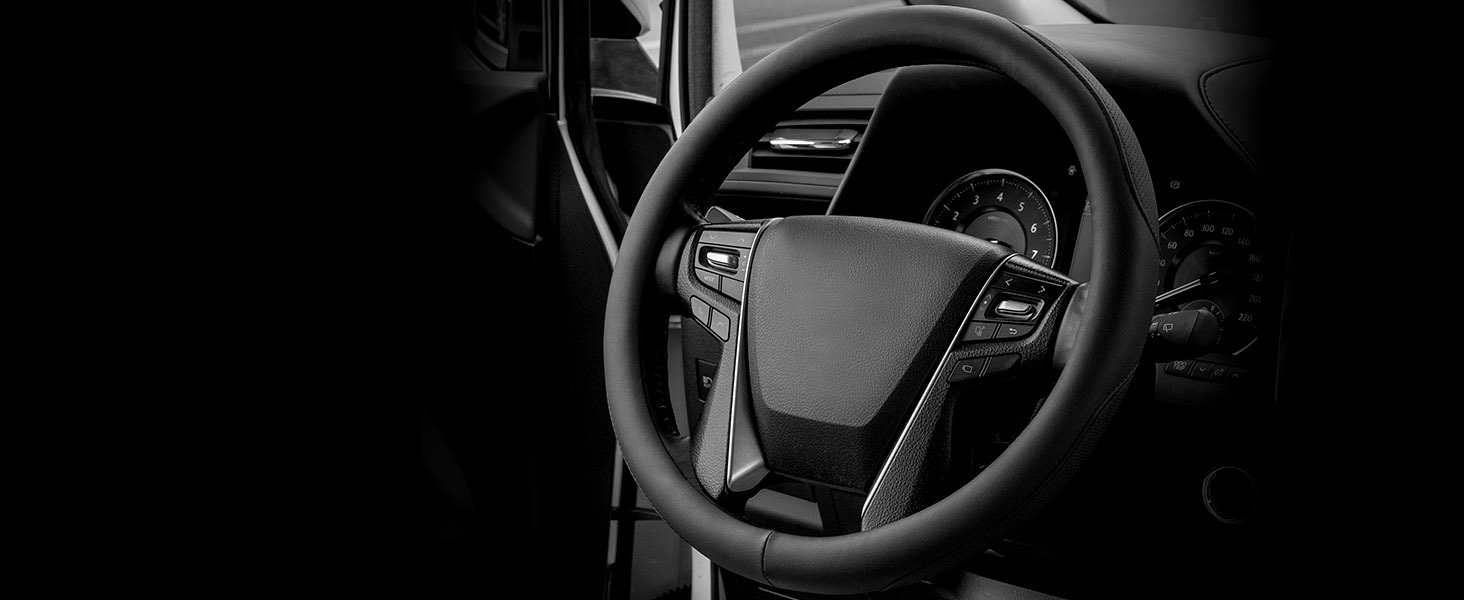Microfiber steering wheel cover 14.5-15 inch non-slip breathable odorless universal car steering wheel protection