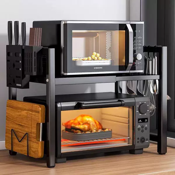 Cross-border Kitchen Microwave Oven Storage Rack Retractable Household Double-layer Oven Rack Countertop Storage Bracket Factory