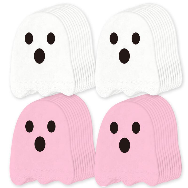 Pink and White Shaped Ghost Paper Napkins Halloween Party Disposable Napkins Cute Little Ghost Dessert Table Decoration Paper Napkins Pink and White Shaped Ghost Paper Napkins Halloween Party Disposable Napkins Cute Little Ghost Dessert Table Decoration Paper Napkins