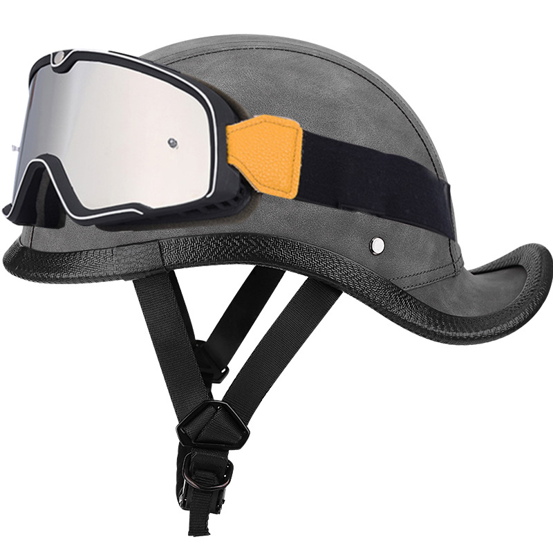 회색 일반 가죽 + 대형 프레임 고글-꼬리 꼬리