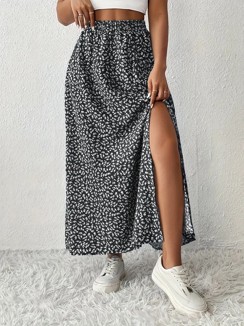Vintage For Spring Summer, European And American TK Women's New Style, Waist-Cinching Printed Long Skirt With_ecoleips.com