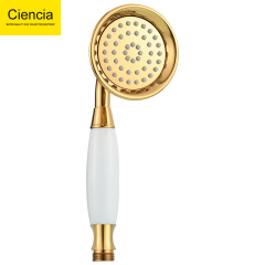 Copper ceramic gold round handheld showerhead shower spray small shower head rain shower head hot and cold science