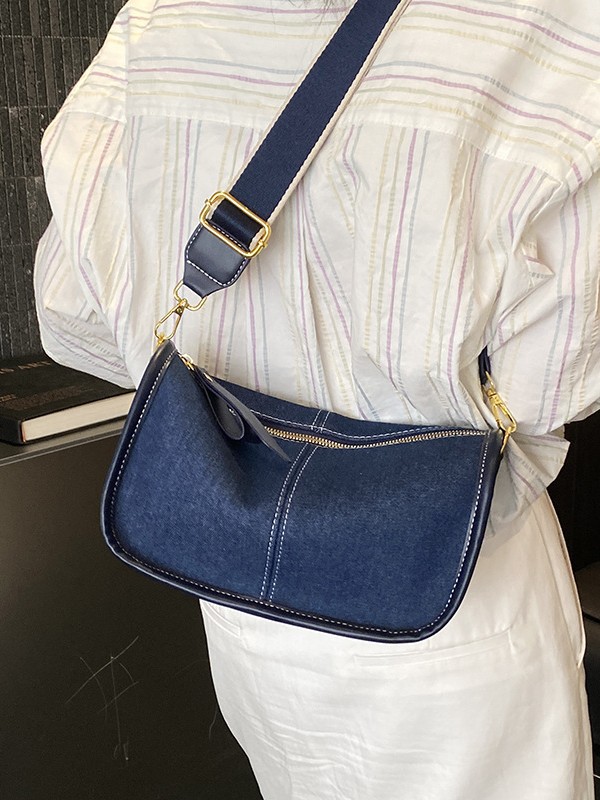 Casual retro denim bolso de hombro de color para mujeres nuevas moda transfronterizas de gran capacidad versátil mochila de viaje