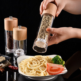 Manual Pepper Grinder with Adjustable Thickness, Acrylic Transparent Grinding Bottle, Sea Salt, Sesame and Pepper Powder Grinder