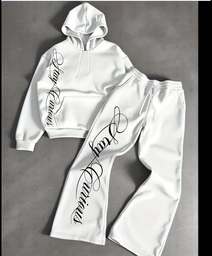 Modern Letter-Print Hoodie And Wide-Leg Jogger Set, Oversized Loungewear For Casual Street Style_viptrois.com