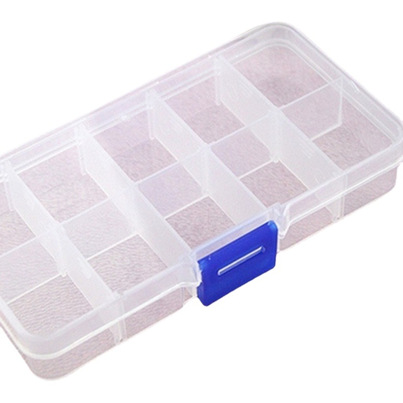 Multi-rejilla caja de joyería transparente caja de Medicina de plástico desmontable pendientes anillo joyas cuentas sueltas caja de almacenamiento de tela escocesa