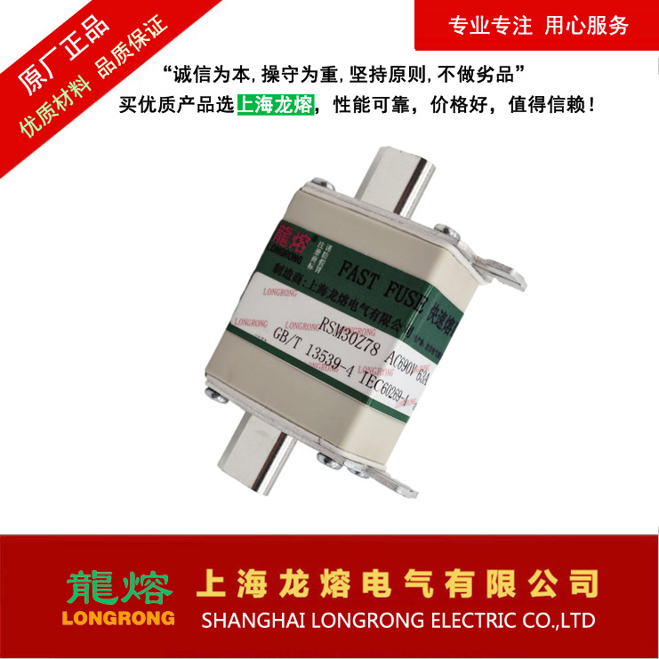 快速熔断器RSM30Z78 AC690V 63A，银片熔芯,认准"龍熔"品牌