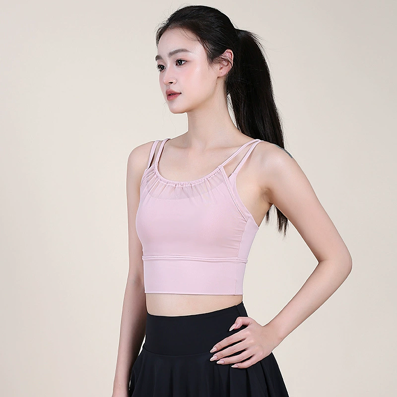 Summer sports bra, high strength underwear, yoga clothing for gym, vest, top with cups, breast pads, for running