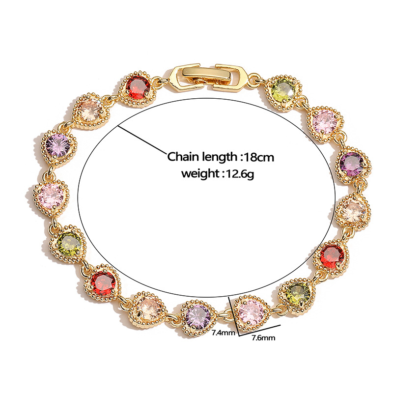 Zircon Inlay Material Bracelets Classification Wholesale Jewelry IG Style Shiny Heart Shape Copper Zircon Inlay Bracelets