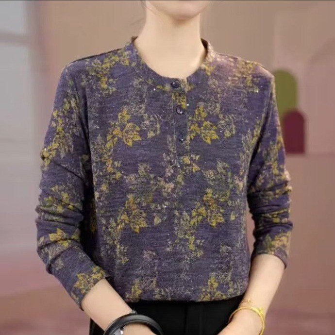 Dropshipping Popular Live-Streamed Mom's Clothing Thin Fleece Base Shirt 2025 Autumn and Winter Long-Sleeve T-Shirt Women's Warm Top Dropshipping Popular Live-Streamed Mom's Clothing Thin Fleece Base Shirt 2025 Autumn and Winter Long-Sleeve T-Shirt Women's Warm Top
