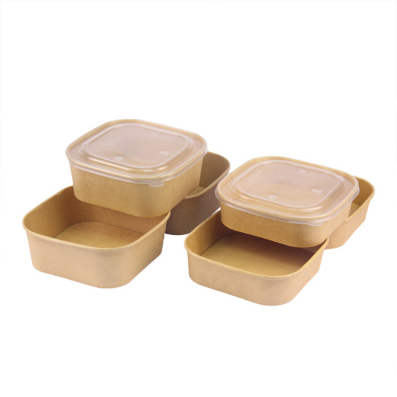 使い捨て弁当箱 正方形クラフト紙弁当箱 フルーツサラダ包装箱 軽食包装箱 耐油弁当箱|undefined