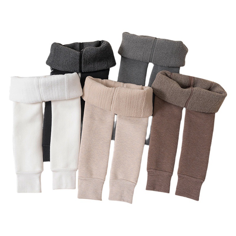 23 otoño e invierno nuevo vellón forrado engrosada pantimedias de los niños de una sola pieza de terciopelo bebé base de color sólido ajustable pantalones calientes