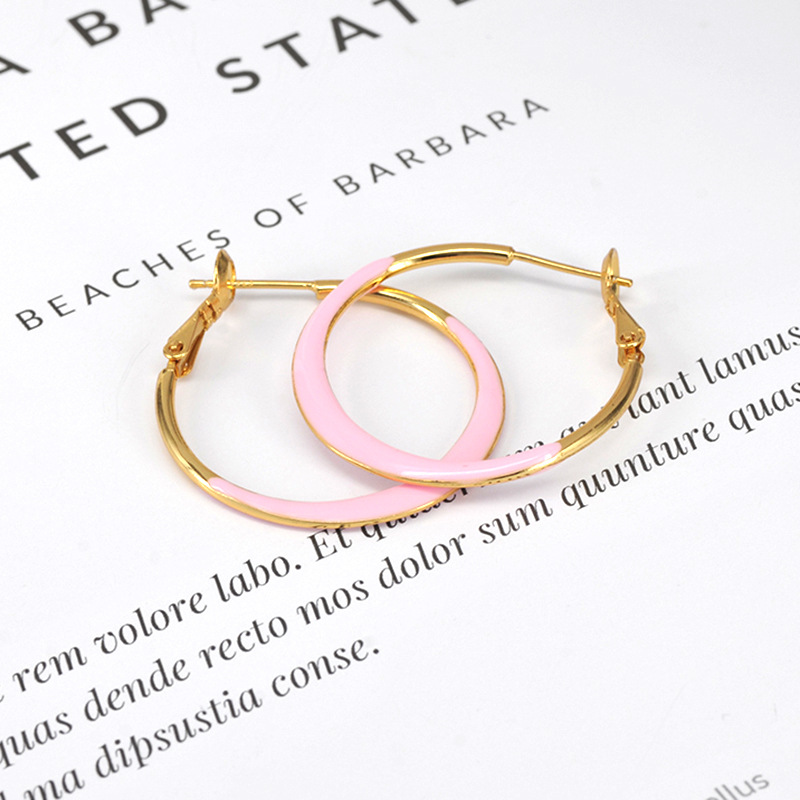 Simple Style Geometric Copper Hoop Earrings Enamel Copper Earrings