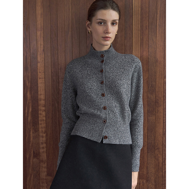 Rongtai All-Wool Fancy Yarn Turtleneck Fashionable Versatile New Loose Sweater Women's 2025 New Knitted Cardigan