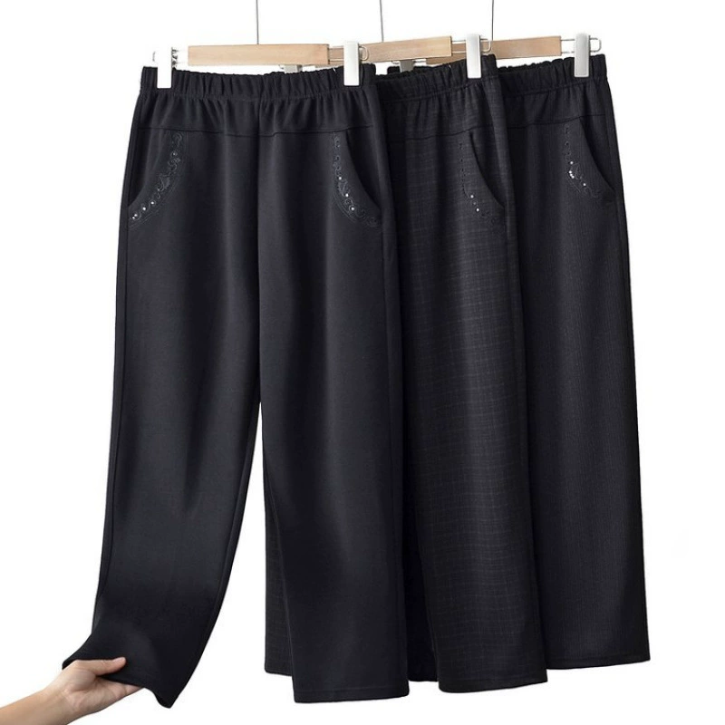 Люди среднего и пожилого возраста весенние и осенние брюки бабушки свободные прямые брюки 60 лет 70 мамы повседневные брюки 80 лет старухи брюки