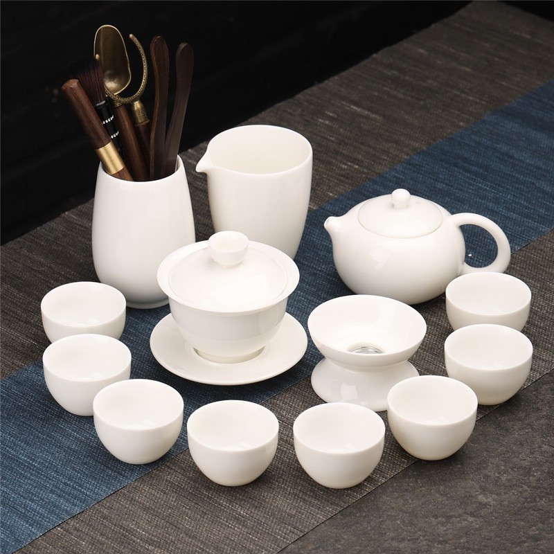 茶具套装家用2025新款轻奢高档陶瓷泡茶壶羊脂玉悬停盖碗功夫茶杯|undefined