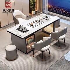 軽奢でシンプルな岩板茶テーブル、リビングルーム用茶台、オフィス、家庭用、バルコニー用茶テーブルと椅子のセット、茶テーブル一式