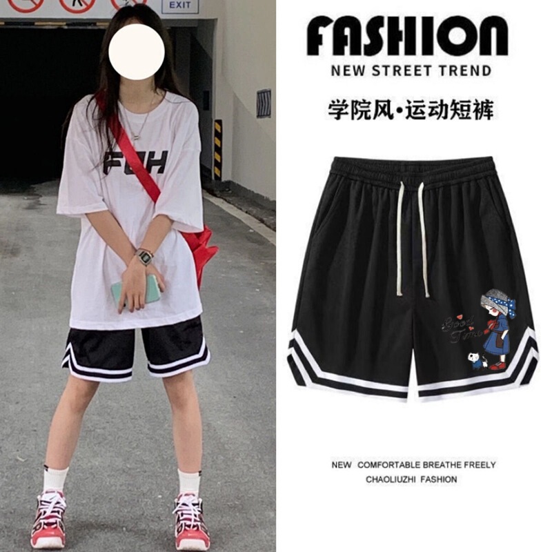 Sports Shorts Women's Summer Thin Loose American Style Retro High Street Wide Leg Pants Casual Running Basketball Pants