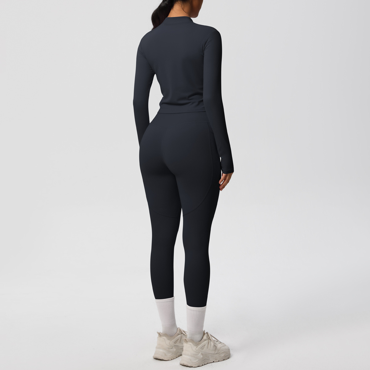 Sport Style Solid Color Nylon Spandex Zip Collar Tracksuit Coat Sweatpants display picture 13