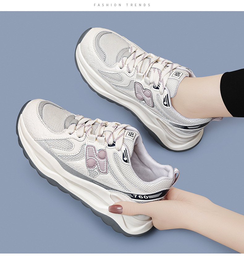 Giày sneaker nữ chạy bộ mesh thoáng khí đế mềm mẫu mới xuân hè 2025 — Trà sữa JST 7055, JST 7055 màu xám, JST 7097 m đen, JST 7036 màu đỏ chi tiết 10