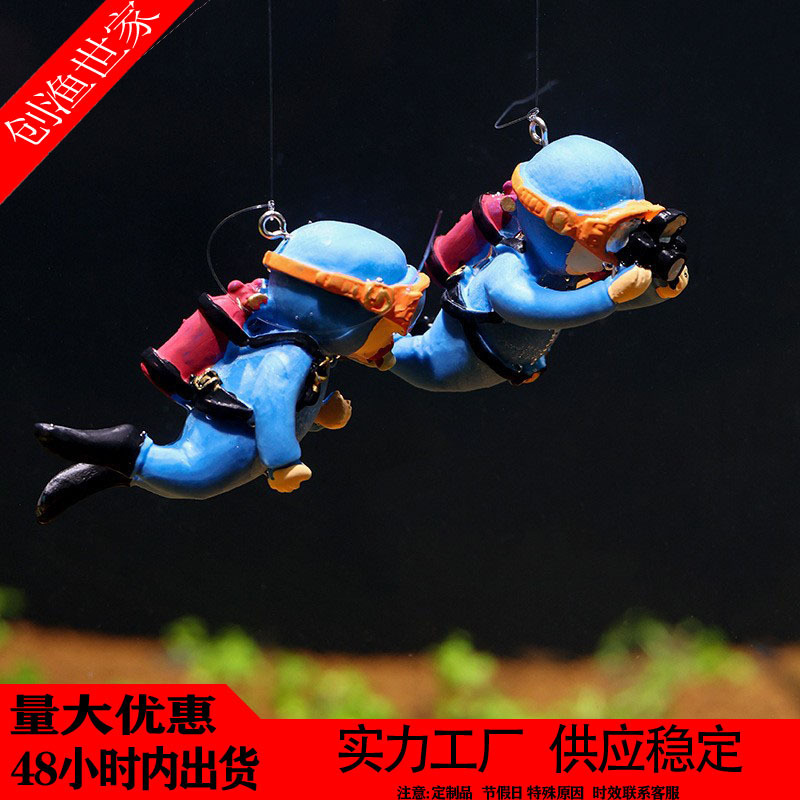 Fish Tank Landscaping Pendant Diver Suspended Pendant Blue Fat Diver Floating Diver