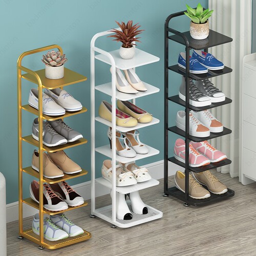 Wholesale shoe rack small narrow door simple economical shoe rack for home saves space multi-layer dust-proof iron wire shelf