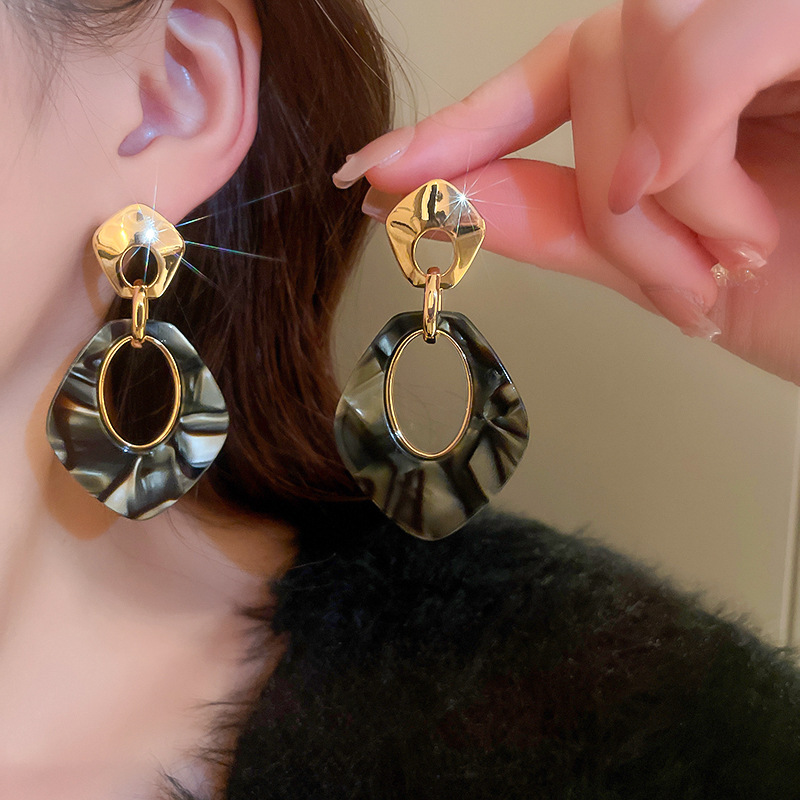 Fashion Geometric Arylic Copper Plating Drop Earrings 1 Pair