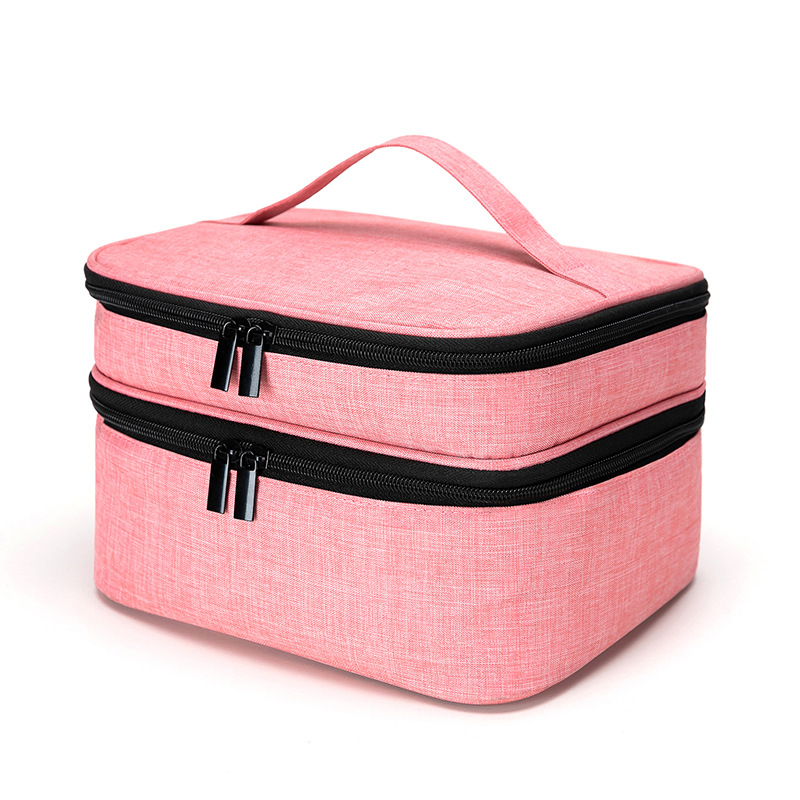 Portable Cosmetics Essential Oil Nail Polish Buggy Bag Storage Box Double Layer 30 Grid Lined Portable Storage Bag