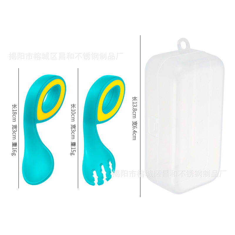 녹색 온도에 민감한 구부러진 손잡이 스푼 포크 (상자 포함)