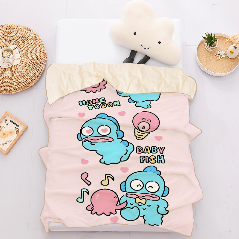 Ugly Fish Summer Quilt Cartoon Sanrio Cute Hanton Girls Student Dormitory Small Quilt Summer Thin Quilt Machine Washable