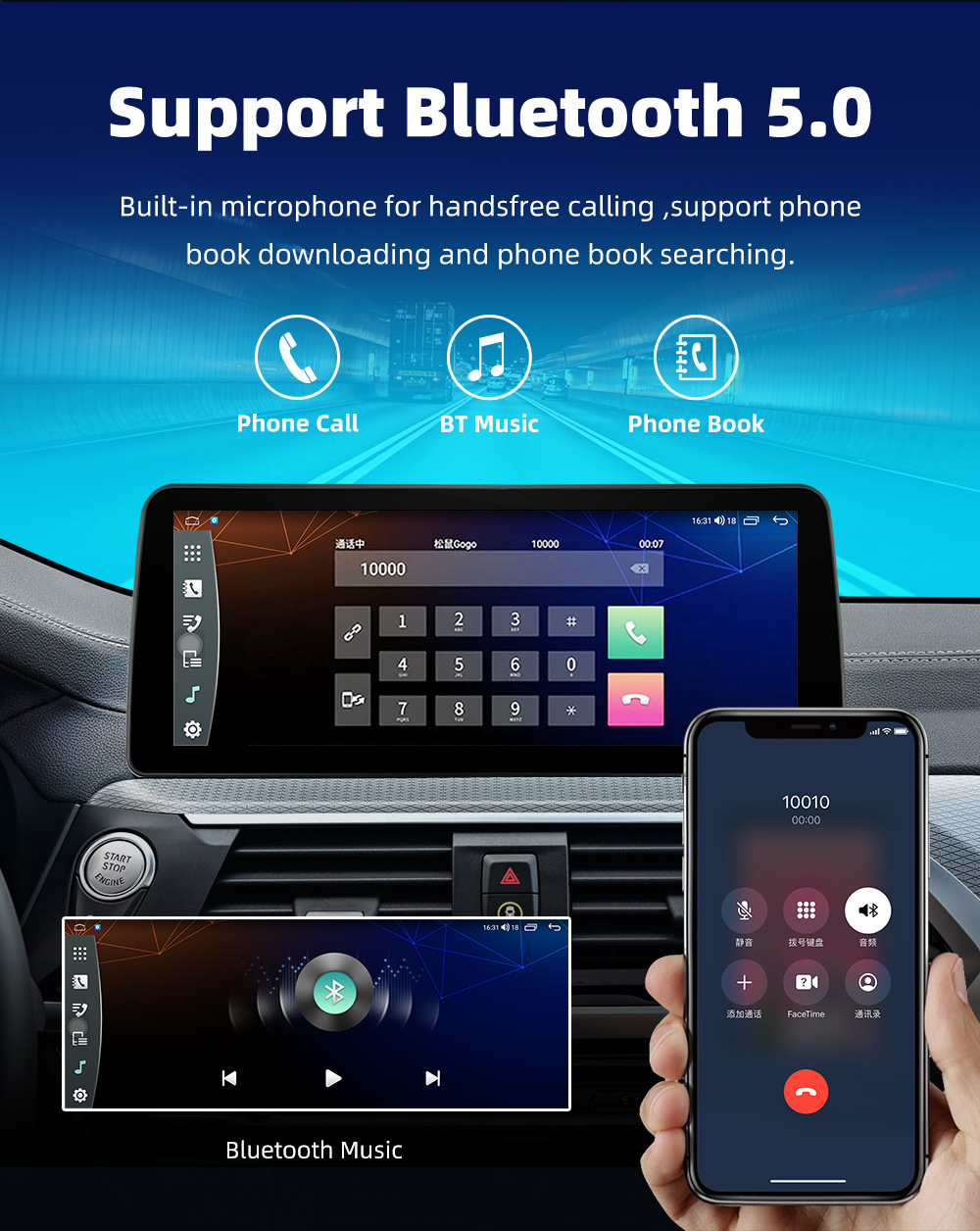 12.3inch Large-Screen Android Smart All-In-One Navigation Unit T133/8581/7862 with Optional 360 Panoramic View, C