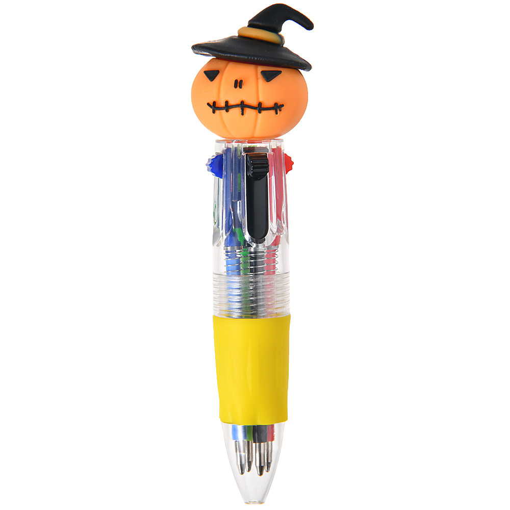 Serie de Halloween Bolígrafo de prensa de cuatro colores Mini bolígrafo lindo bolígrafo corto fácil de llevar Bolígrafo multicolor de la cuenta del estudiante