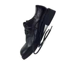 25新款原创高级褶皱牛皮圆头厚底休闲皮鞋男鞋.