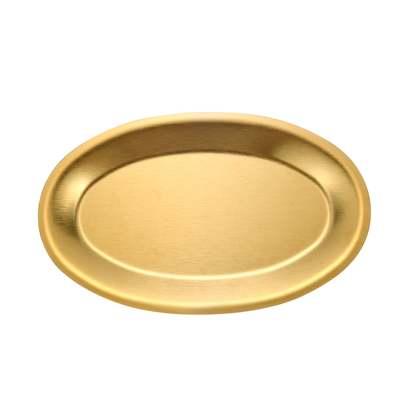 Stainless Steel Korean Oval Plate Golden Barbecue Plate Denier Dessert Plate Fried Chicken Snacks Deep Plate Thickened Wholesale