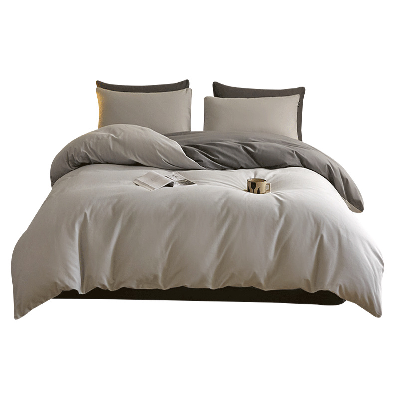 Cama cepillada de algodón grueso de cuatro piezas de otoño e invierno sábana de algodón simple funda de edredón cubierta de dormitorio de tres piezas