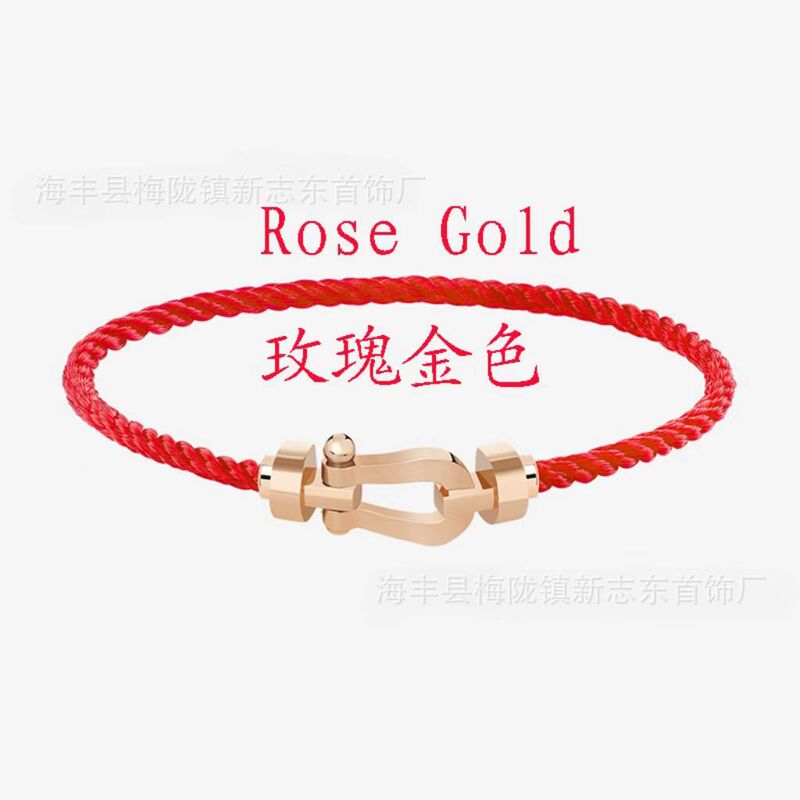 中号马蹄扣费雷德红绳手链情侣款男女本命年转运精工钢丝DIY手绳|undefined
