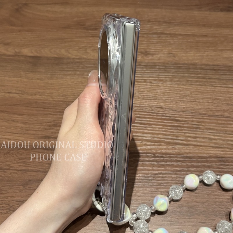 适用vivoXFold5手机壳新款折叠屏透明波浪纹vivoXFold5Pro保护壳华为X6全包防摔创意手链ins风时尚简约手机套|undefined
