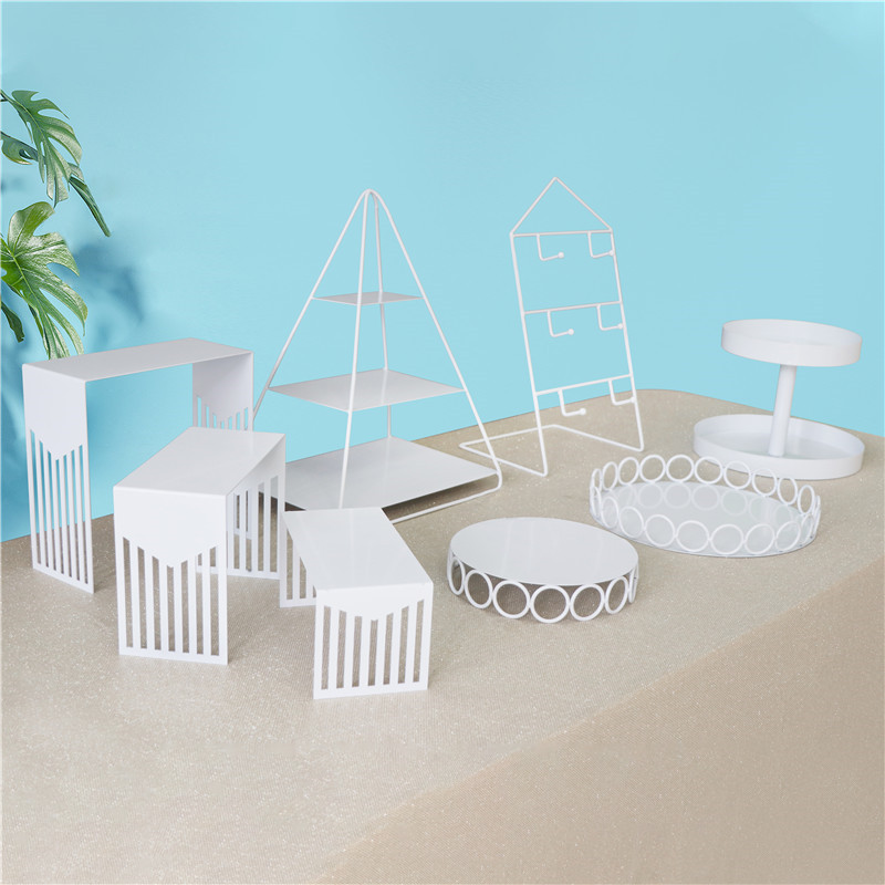 Blanco Hierro soporte de la torta decoración de la mesa de postre Aniversario de soporte de la torta combinación de soporte de exhibición de mesa accesorios de decoración image 17