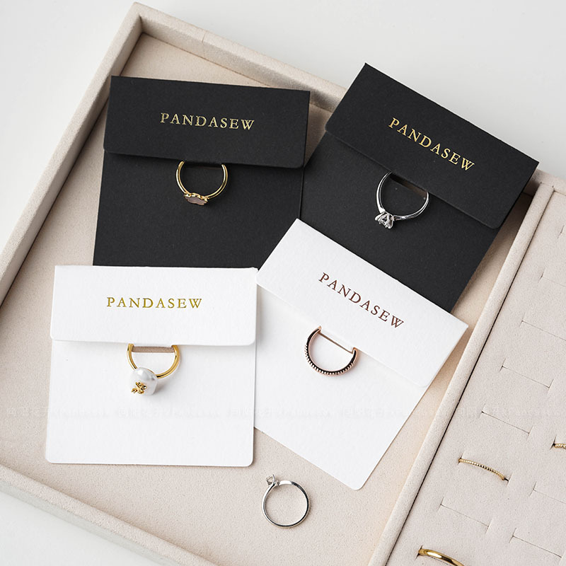 向阳花开xPandasew 印制logo简约黑白色卡戒指卡纸耳环收纳卡片