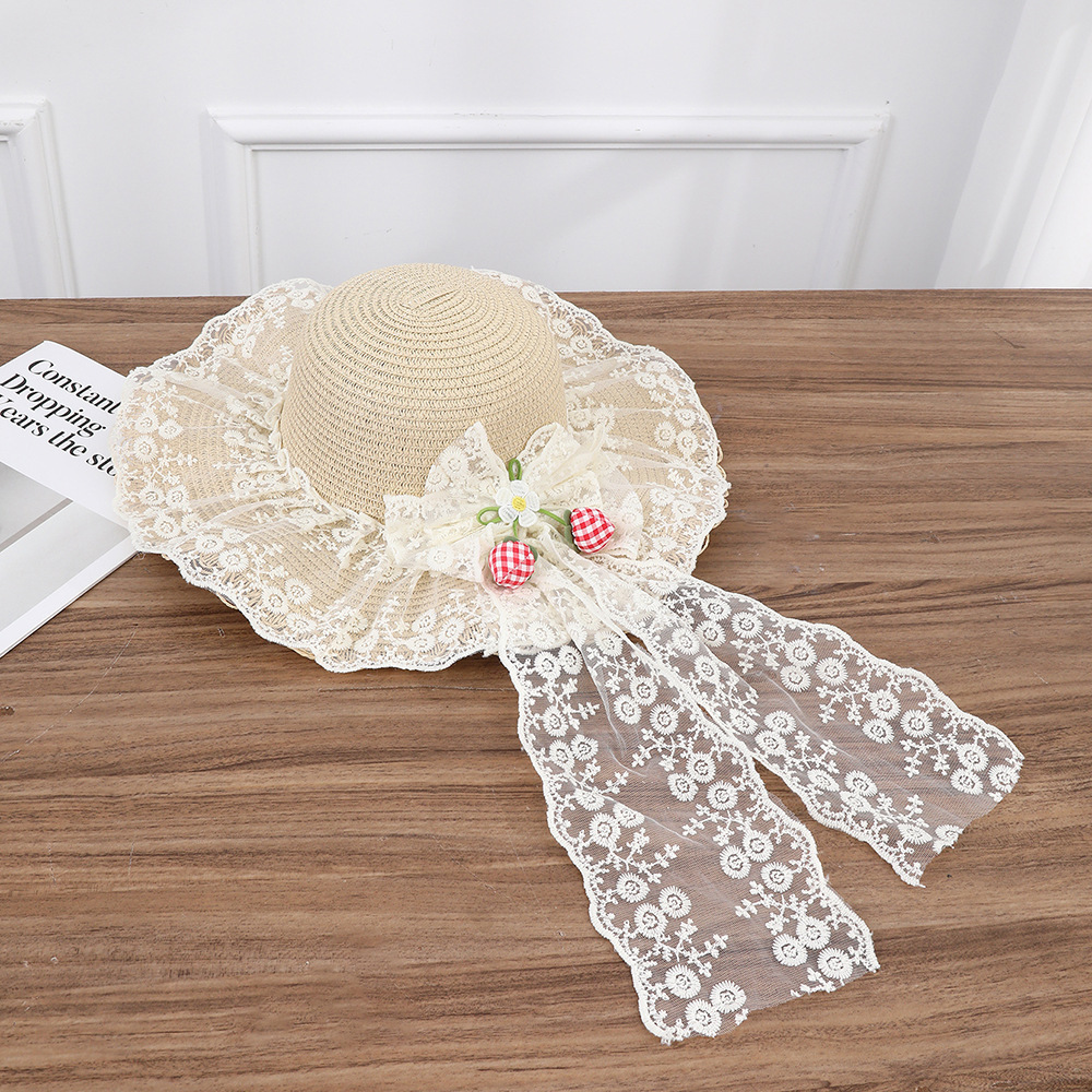 Sombrero paja ala ancha con lazo verano