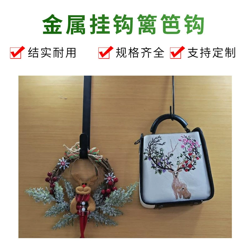 Безгвоздная металлическая крючок забор крючок кованое железо рождественская дверь задняя шляпа венок венок декоративная толстая линия сила производителя