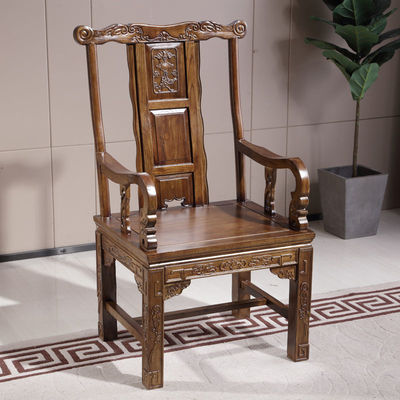 仿古靠背椅实木中式圈椅榆木围椅餐椅凳子家用办公茶桌配椅太师椅