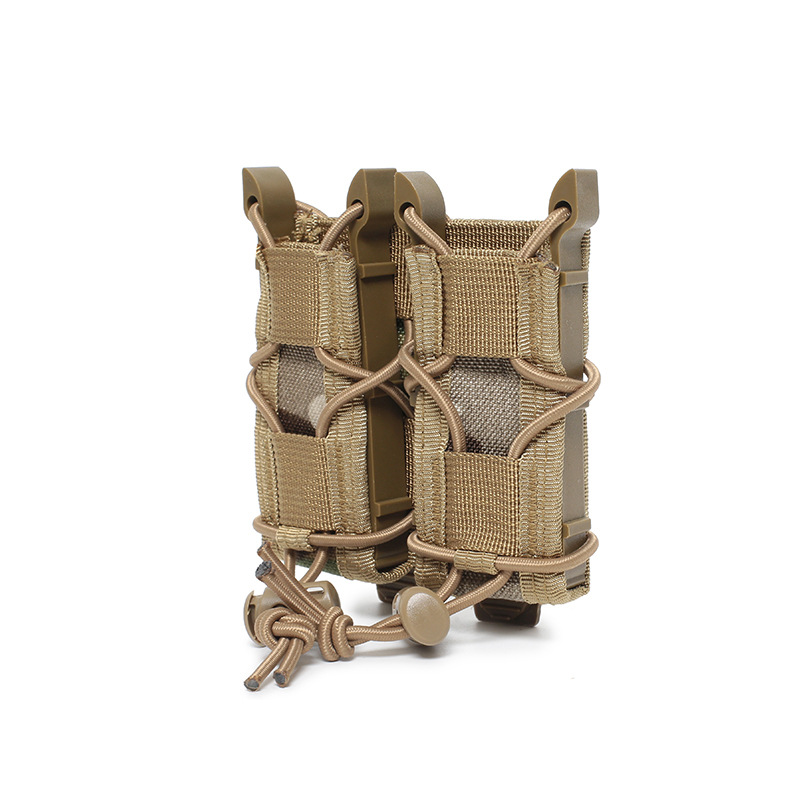 Dual Magazine Pouch Molle Outdoor Tiger Style 9mm Double Tactical Quick Draw Holster Cs Pistol Magazine Pouch Accessory Bag
