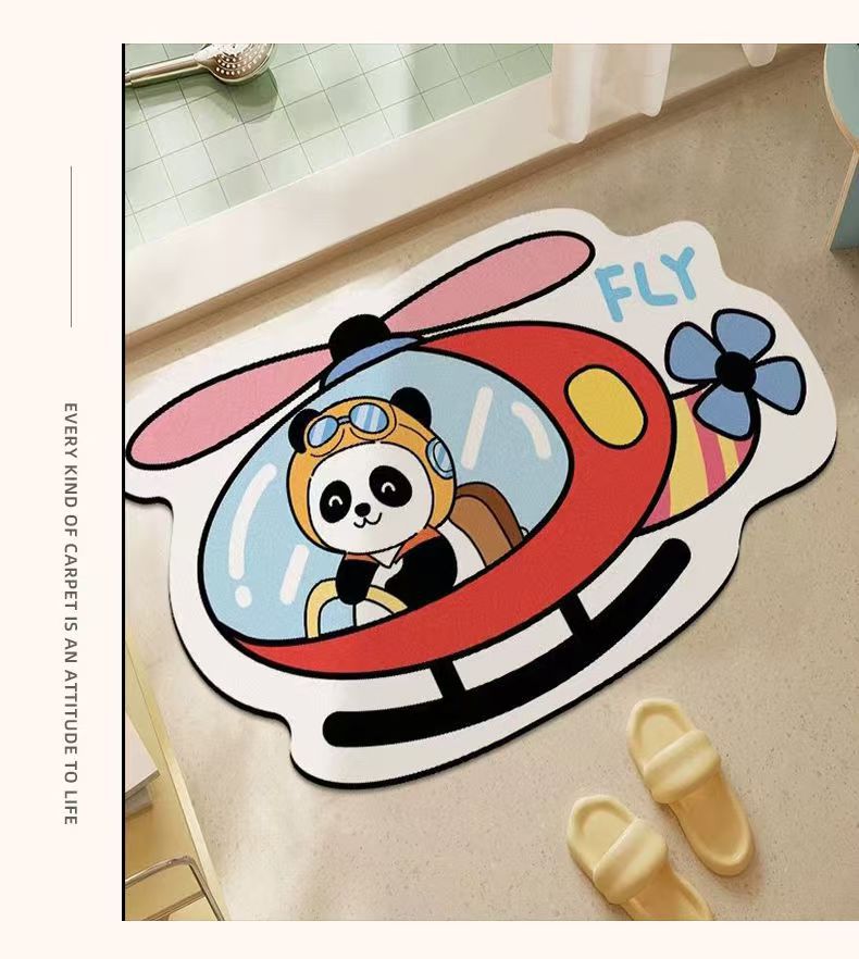 Cartoon Bathroom Absorbent Floor Mat Bathroom Entrance Foot Excavator Toilet Door Door Mat Shower Room Bath Mat