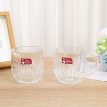 厂家直供 超市货源带把红樱桃3元店防滑高白玻璃杯水杯啤酒杯批发