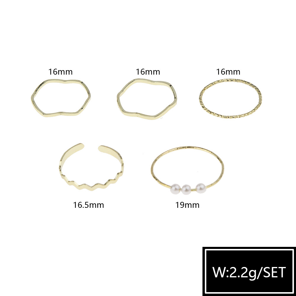 Einfache Perlenmode Ringe Fünfteiliges Set display picture 1