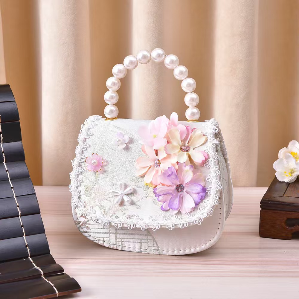 Bolso de arco para niños bolso de rosa de verano bolso de mochila para chicas bolso de princesa de perla pequeña bolsa de cambio de viento fragante